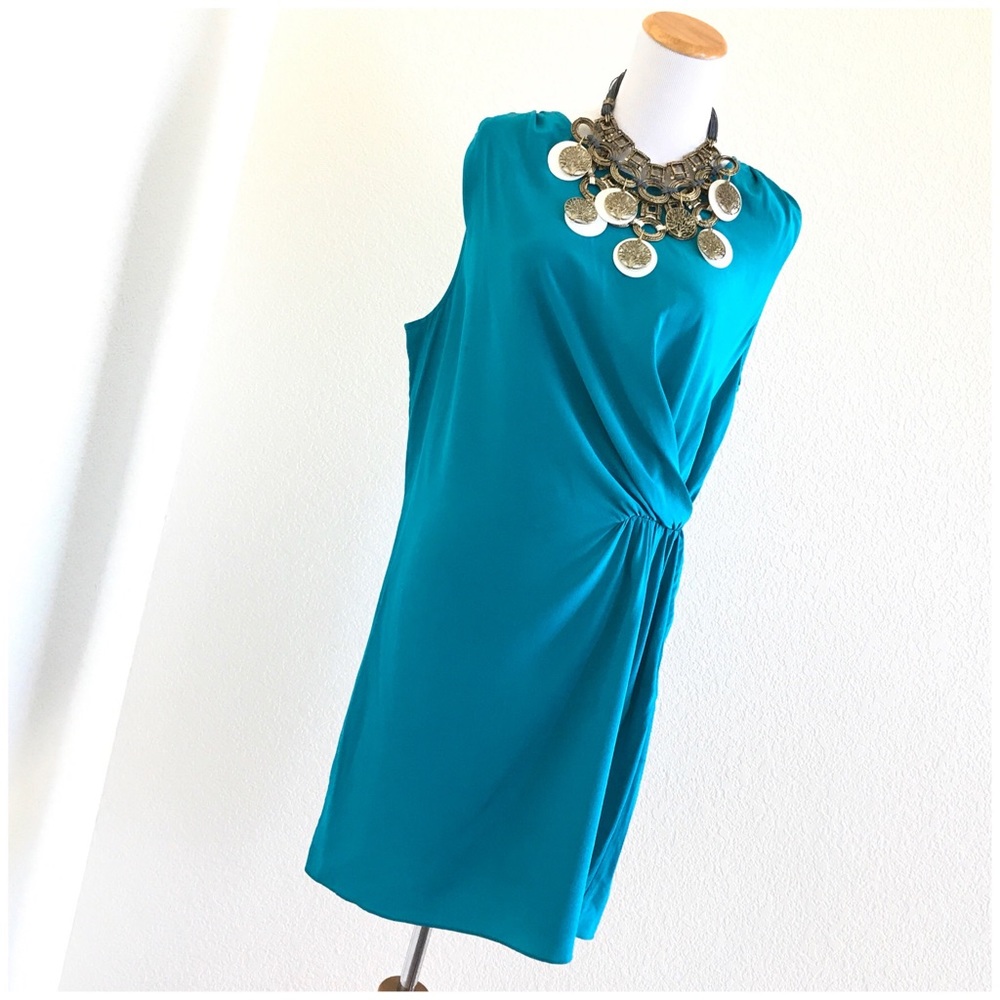 Gryphon Silk Teal Toga Style Dress